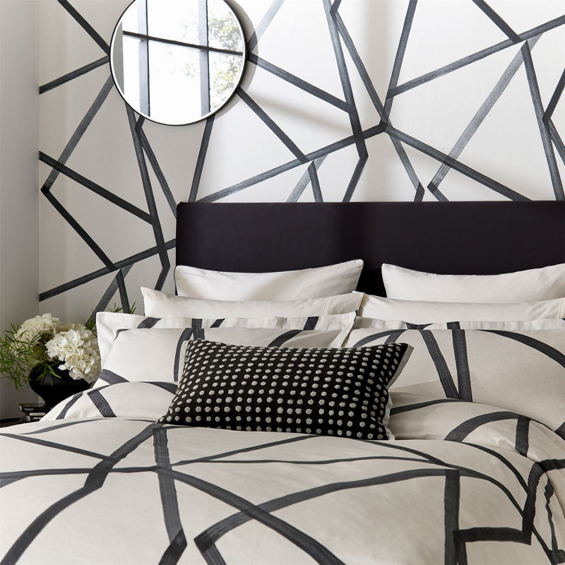 Sumi Geometric Bedding by Harlequin in Pearl & Charcoal Grey