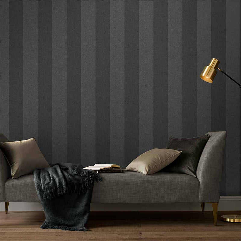 Heritage Stripe Wallpaper 107592 by Graham & Brown in Charcoal Grey