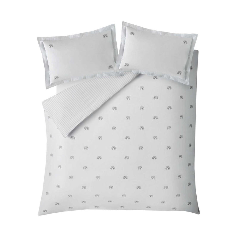 ZSL Elephant Bedding and Pillowcase By Sophie Allport in White