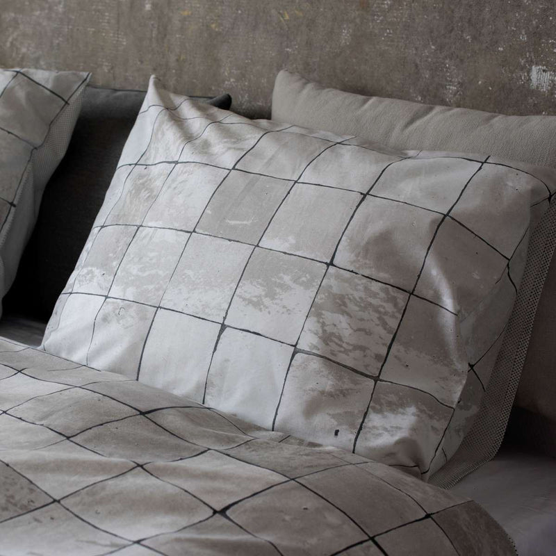 Snurk Tiles Geometric Cotton Bedding in Pearl White