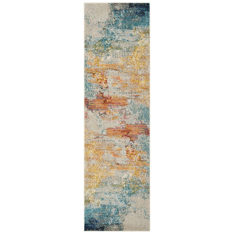 Celestial Modern Abstract Hallway Runner Rug CES02 in Seaglass by Nourison