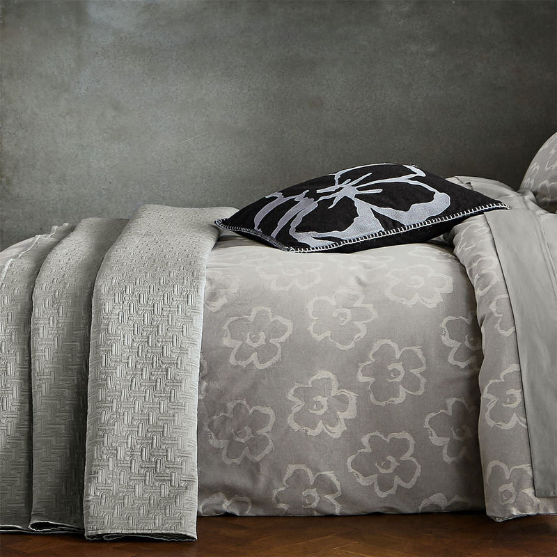 Magnolia Jaquard Floral Bedding by Ted Baker in Silver Grey