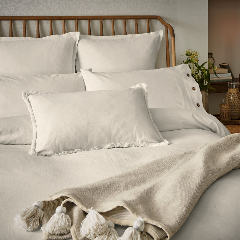 Pure Linen Cotton Plain Dye Bedding by Morris & Co in White