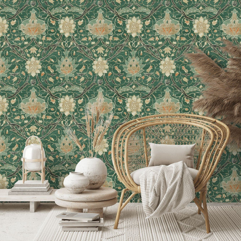 Montreal Wallpaper 216432 by Morris & Co in Forest Teal