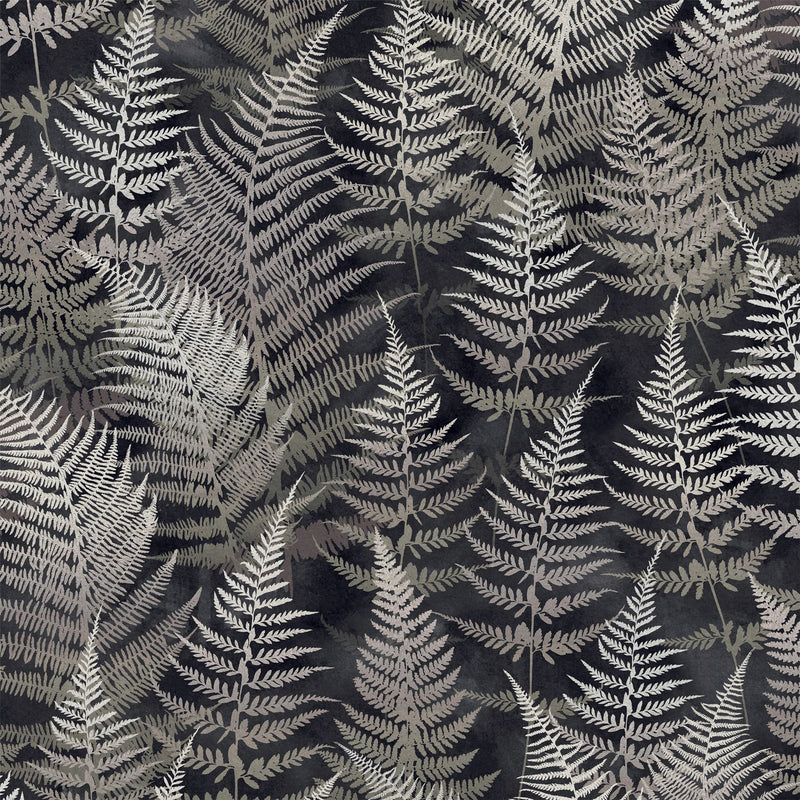 Woodland Fern Wallpaper 120366 by Clarissa Hulse in Charcoal Grey