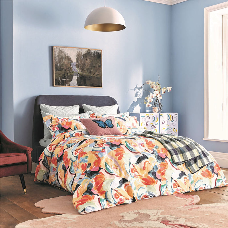 Abstract Art Floral Bedding Duvet Cover and Pillowcase by Ted Baker in Pale Blue
