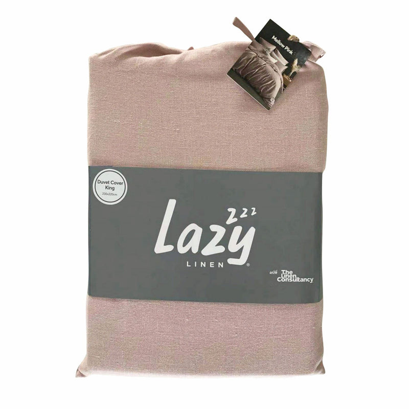 Lazy Linen Bedding Plain Mellow Pink Duvet Cover and Pillowcase