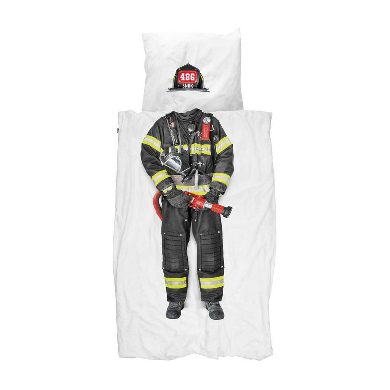 Firefighter Organic Cotton Kids Bedding in White