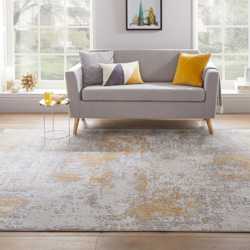 Rossa Abstract Rug By Concept Loom ROS03 in Silver Gold