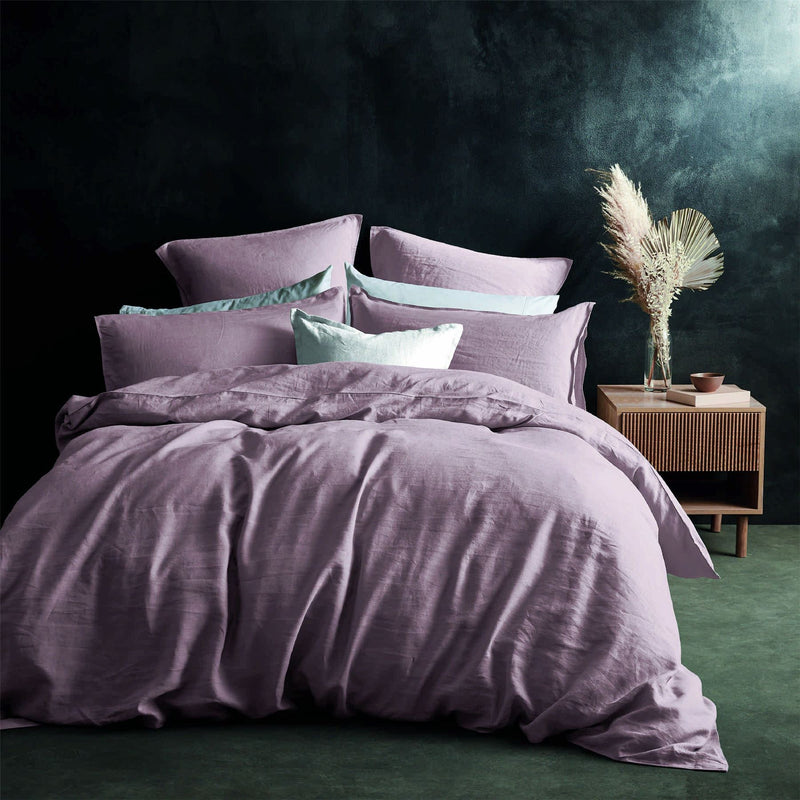 Lazy Linen Bedding Plain Mellow Pink Duvet Cover and Pillowcase
