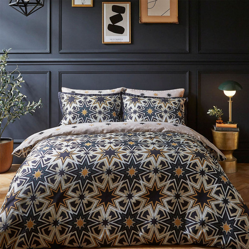 Riad Stars Bedding Set with Pillowcase by Matthew Williamson in Black & Gold
