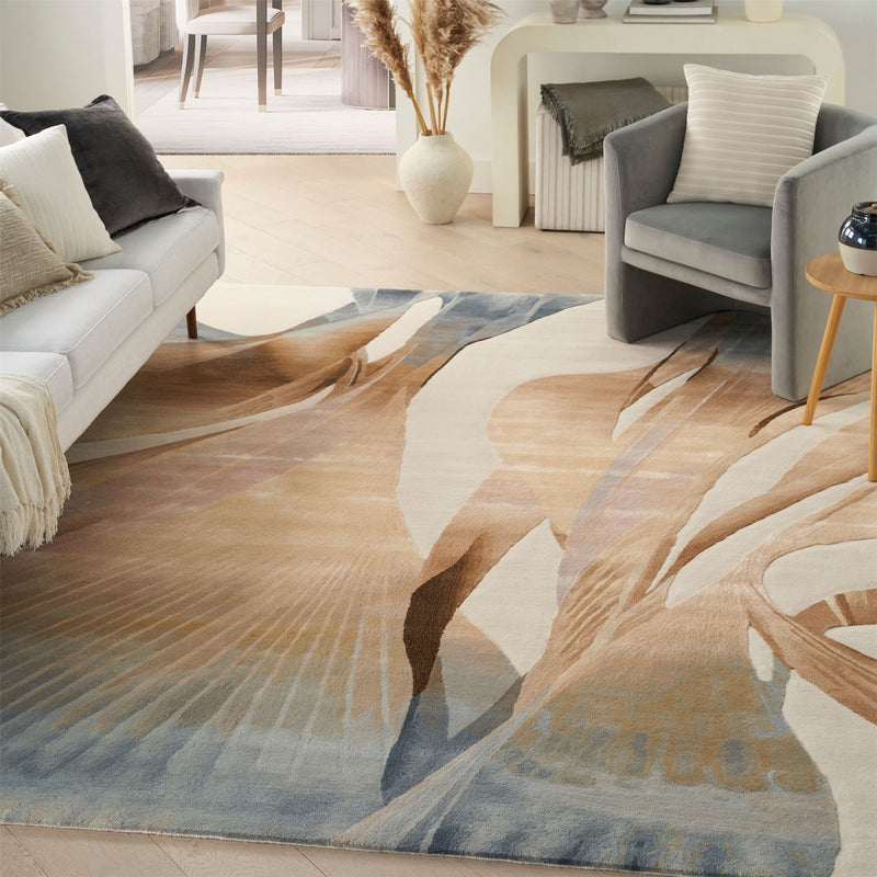 Prismatic Abstract Carved Rugs PRS35 by Nourison in Sand Beige