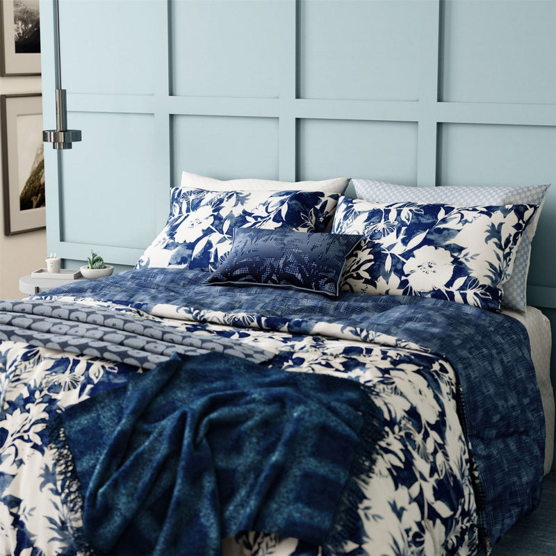 Lilium Floral Bedding and Pillowcase By Helena Springfield in Indigo Blue