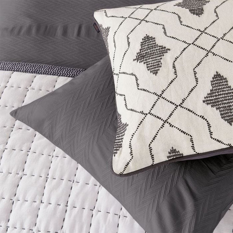 Kenza Chevron Textured Cotton Bedding in Carbon Grey