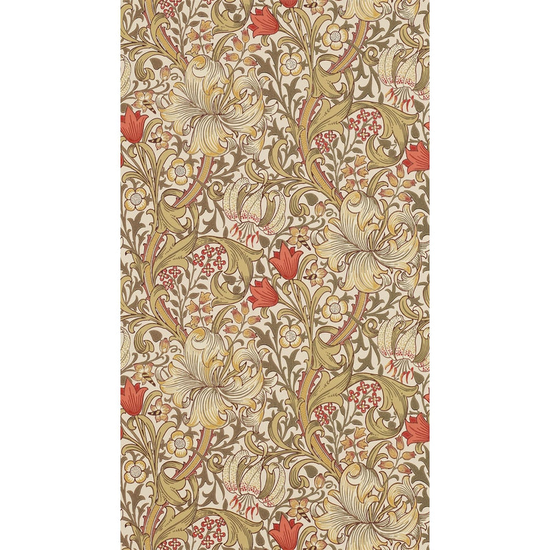 Golden Lily Wallpaper 210400 by Morris & Co in Biscuit Brick