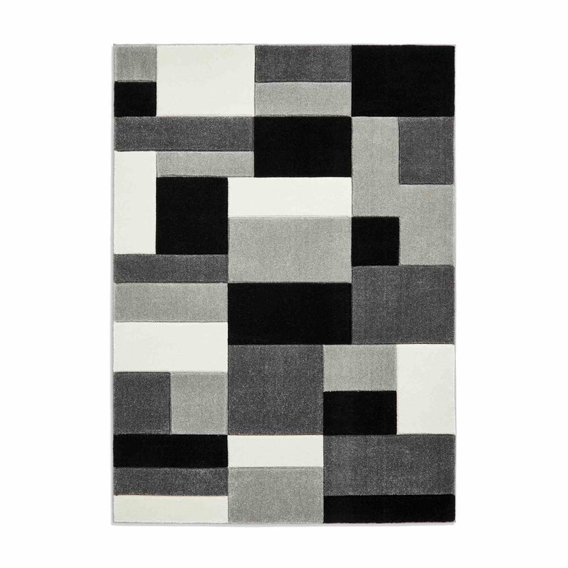 Matrix MT61 Modern Geometric Rugs in Grey Black