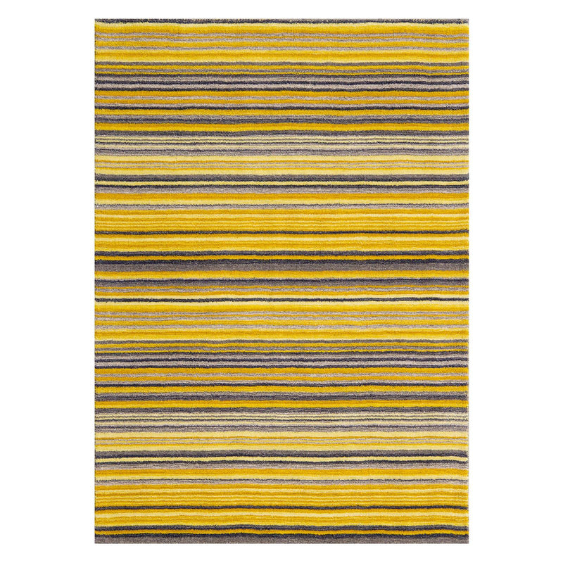Carter Modern Stripe Wool Rugs in Ochre Yellow