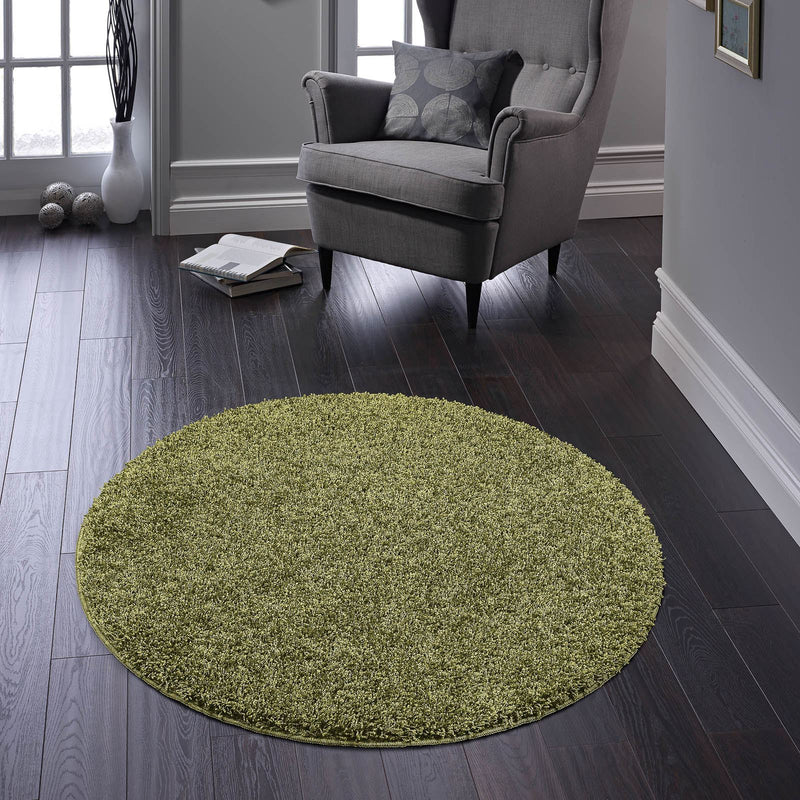 Buddy Washable Round Circle Rugs in Olive