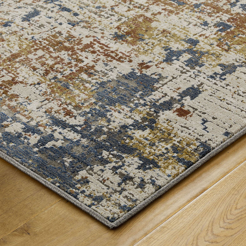 Astro Abstract Distressed Woven Rugs in Multi 4153