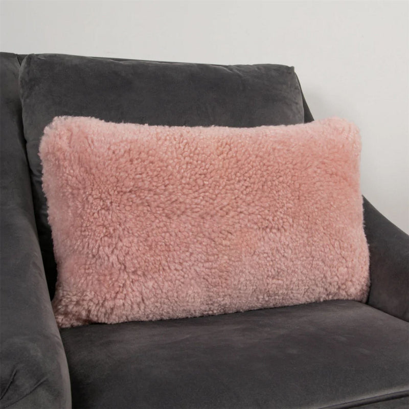 Talia Bolster Sheepskin Cushion in Pink