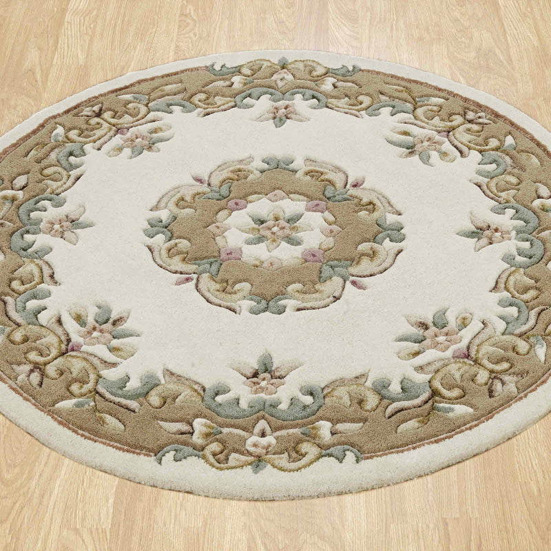 Royal Aubusson Circular rugs in Beige Cream