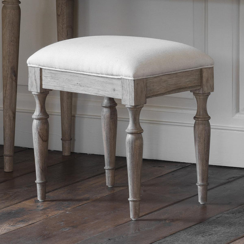 Bryndle Wood Dressing Stool with Linen Seat