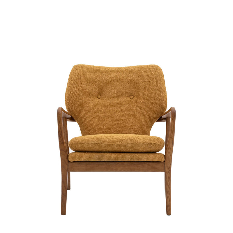 Olsen Ochre Yellow Armchair with Solid Oak Wood Legs