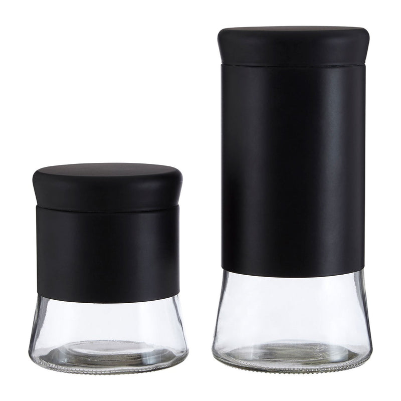 Small Black Glass Storage Jar