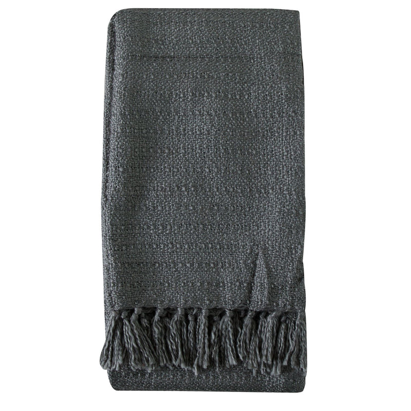 Bryn Knit Textured Throw in Dark Grey