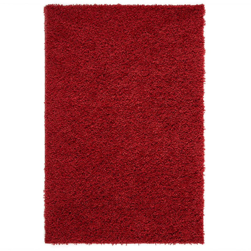 Isla Shaggy Plain Modern Rugs in Red