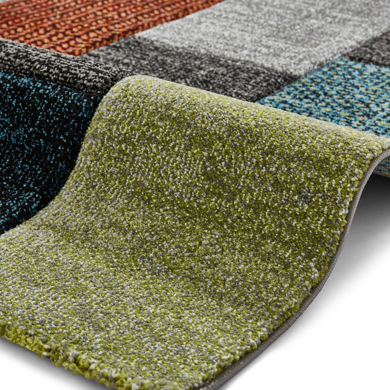 Brooklyn Modern Rugs 21830 in Square Patchwork Grey and multicolour