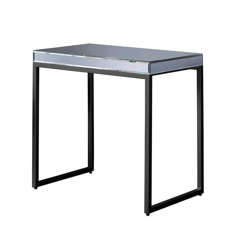 Poppy Mirrored Glass Top Side Table in Black