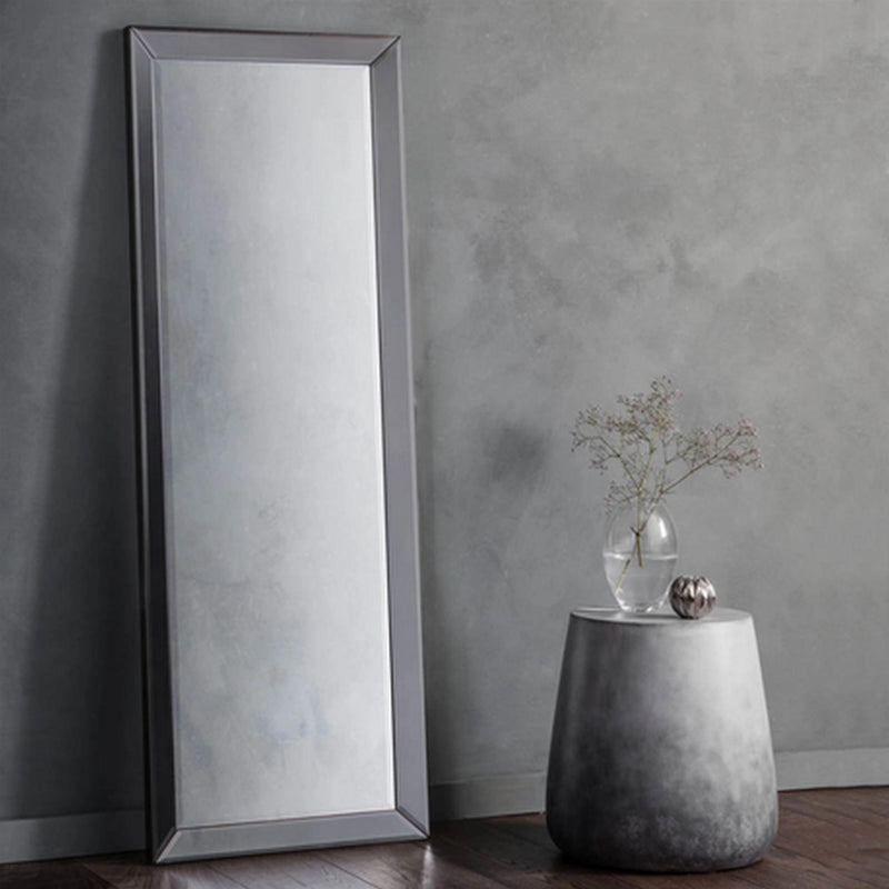 Luxe Tapi Olivia Slim Full Length Glass Angled Mirror in Euro Grey