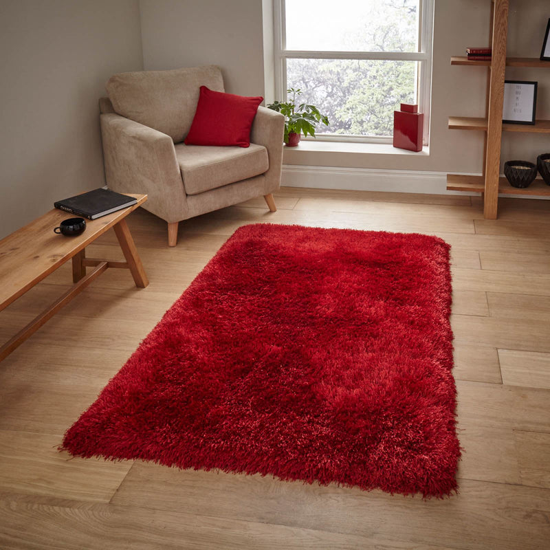 Montana Shaggy Rugs in Red