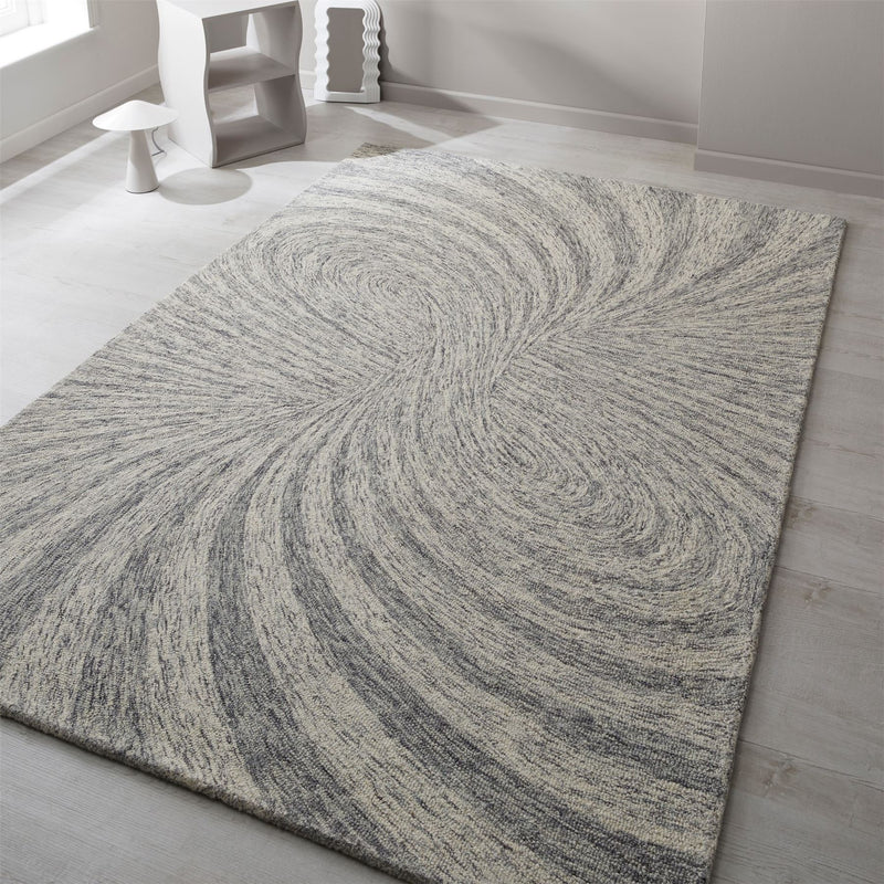 Elements Abstract Paradox Wool Rug in Grey