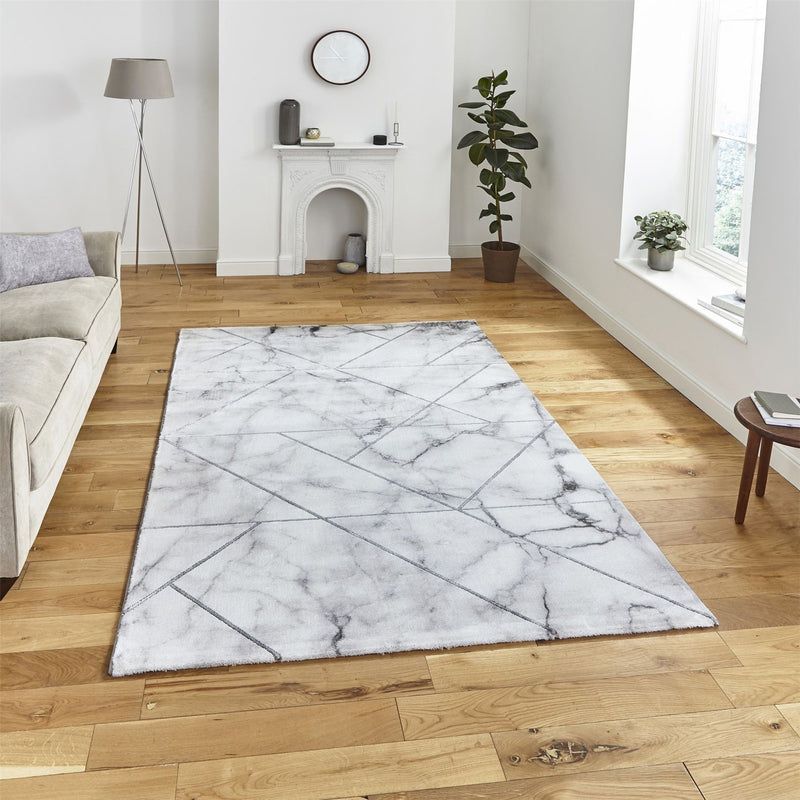 Craft 23299 Marble Effect Rugs in Ivory Silver Grey