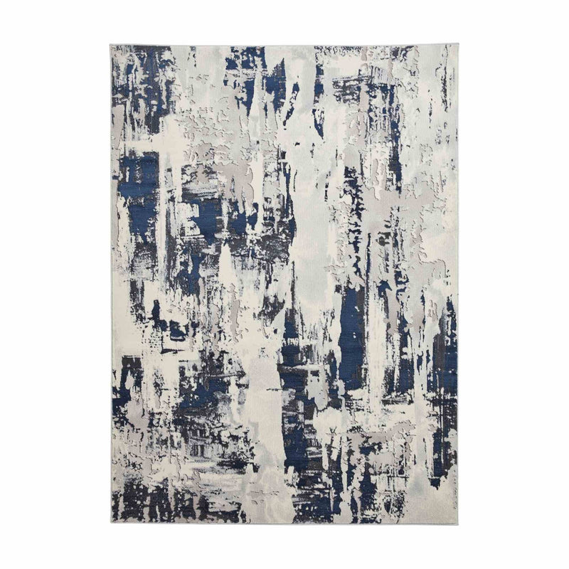 Apollo GR579 Modern Abstract Distressed Rugs in Grey Navy Blue