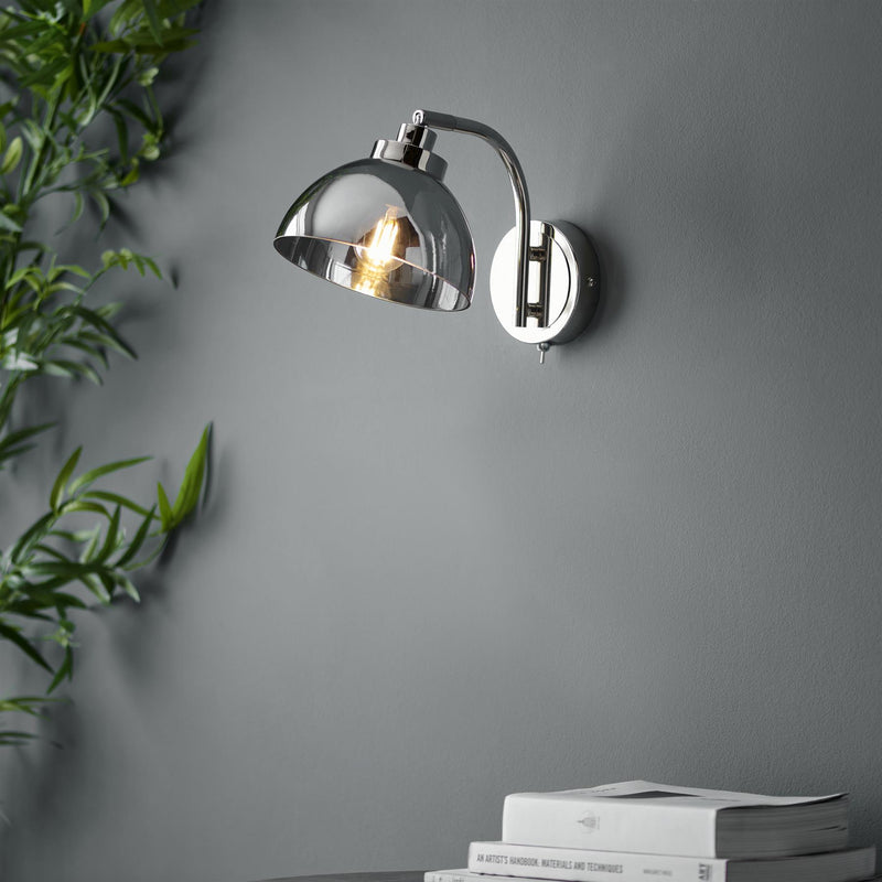 Carver Adjustable Mirrored Wall Light in Nickel