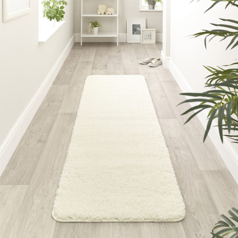 Buddy Washable Hallway Runner Rugs in Ivory