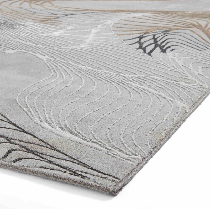 Creation 50054 Abstract Rugs in Grey Ivory White