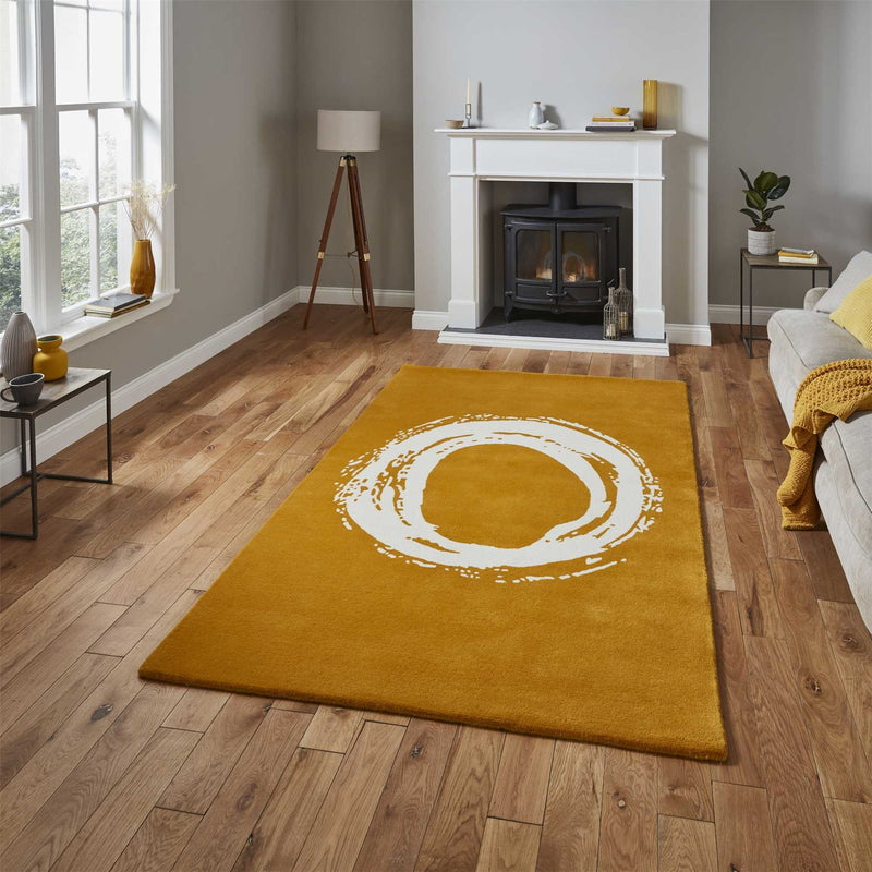 Elements EL1095 Hand Made Wool Rugs in Ochre yellow
