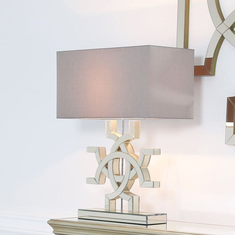 Odell Mirrored Glass Table Lamp in Grey