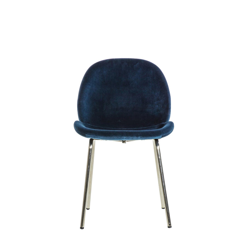Sora Petrol Blue Velvet Dining Chair with Silver Legs Set of 2