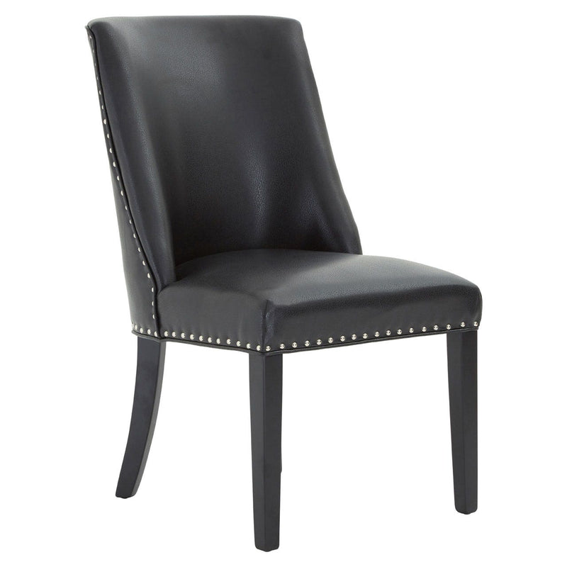 Black Leather Dining Chair With Ring Back