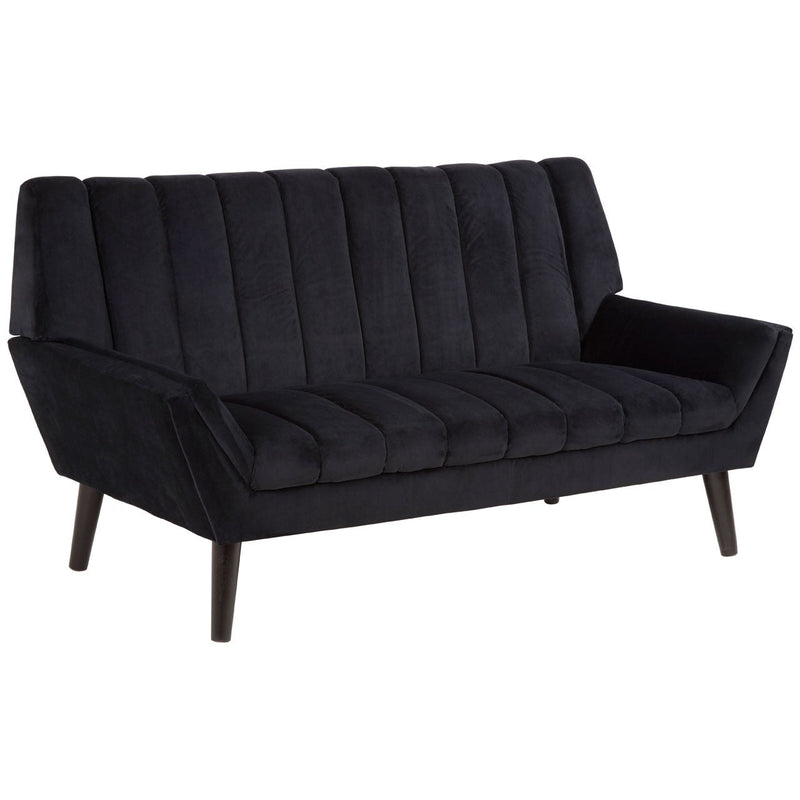 Black Panelled 2 Seater Sofa