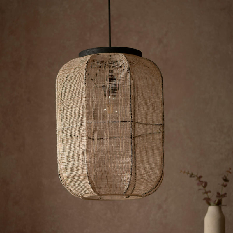 Wren Handmade Bamboo and Natural Linen Pendant Ceiling Light
