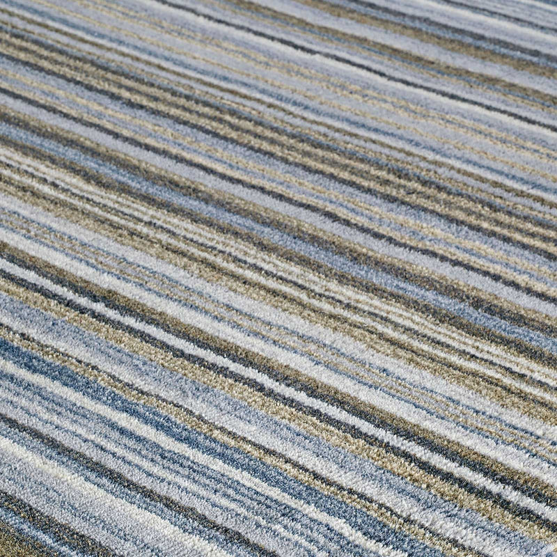 Carter Modern Stripe Wool Rugs in Grey