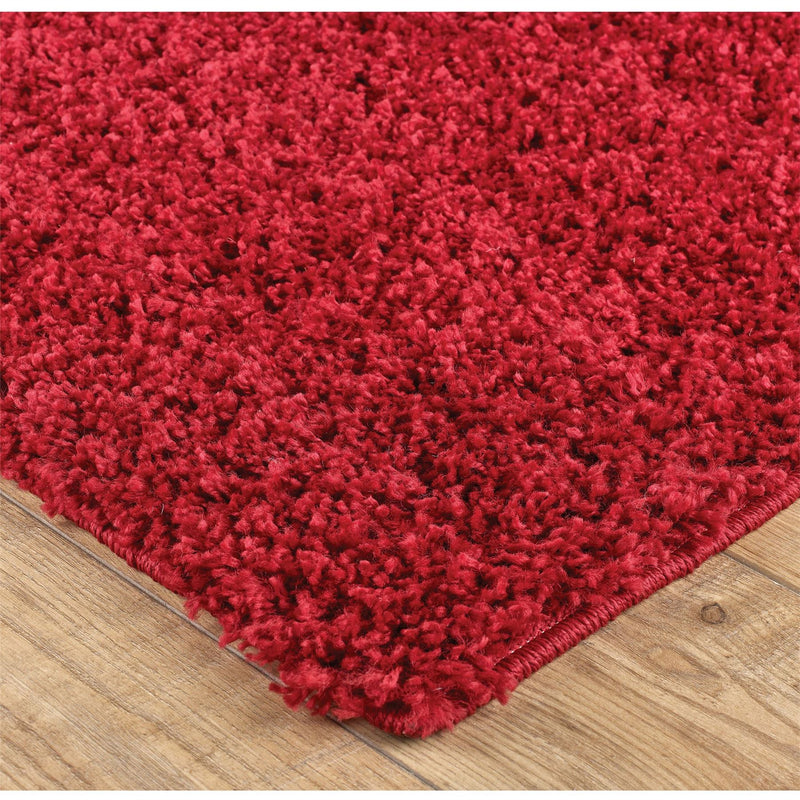 Isla Shaggy Plain Modern Rugs in Red