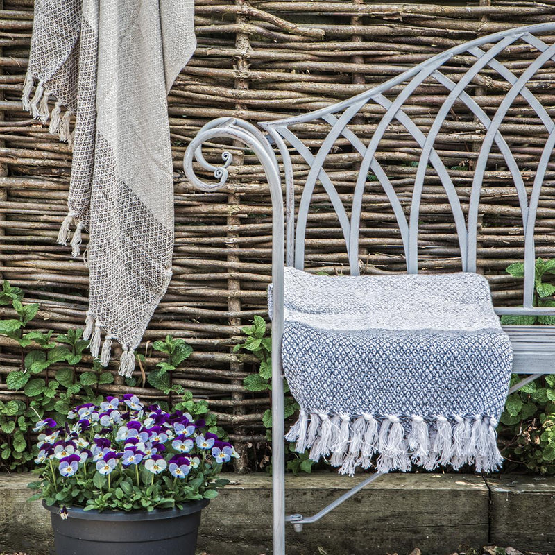 Drayton Outdoor Metal Bench in Distressed Grey