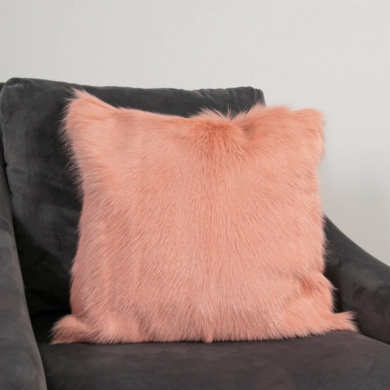 Florie Plain Goatskin Cushion in Pink